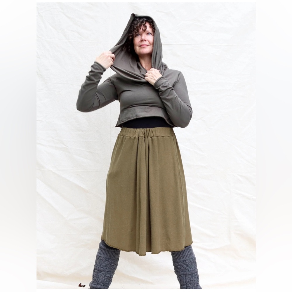 Gaia Conceptions heavy hemp cotton Mimosa below knee skirt with pockets NEW - Picture 14 of 16